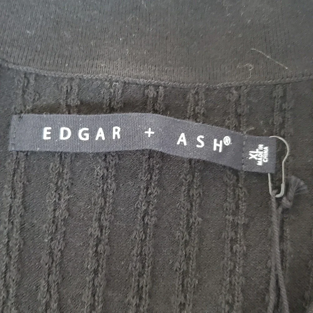 Edgar + Ash Button Down Shirt Men's XL Black Short Sleeve Knit Camp Shirt NWTG